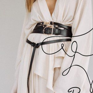 Women leather belt,Black leather